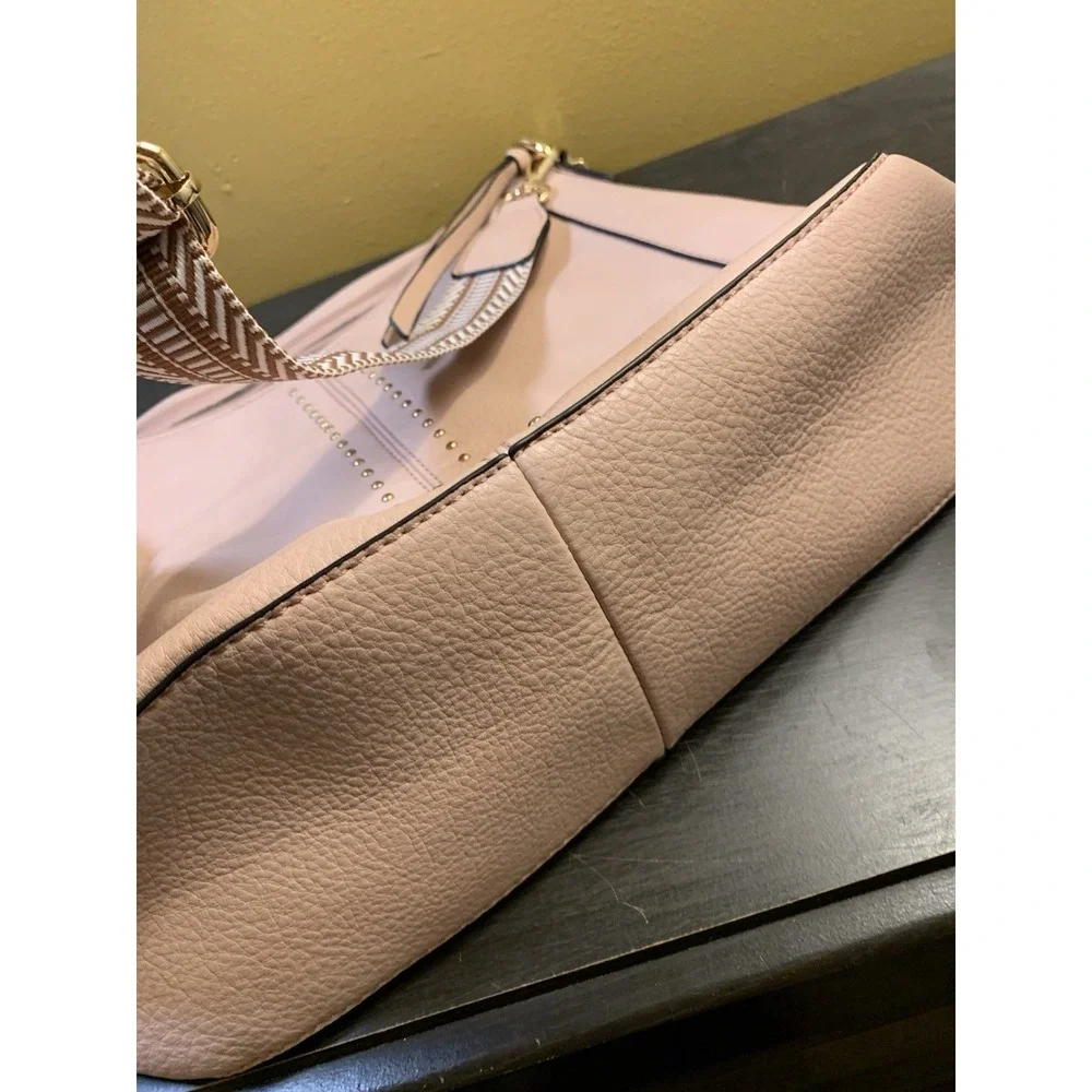 Montana West Studded Hobo Bag Vegan Leather Adjustable Shoulder Tote Lined Pink